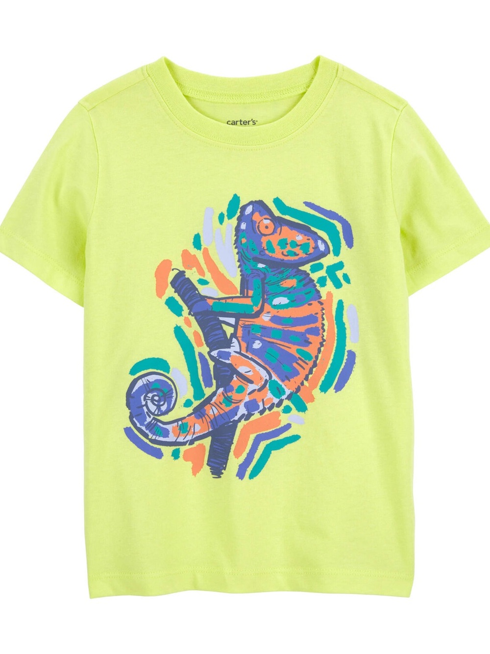 Carter's Neon Yellow Short-Sleeve Tee with Colorful Chameleon Graphic